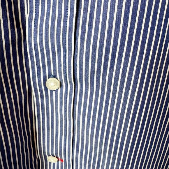 Daniel Cremieux Mens Button Down Striped Shirt Blue White Short Sleeve Large - Picture 3 of 5